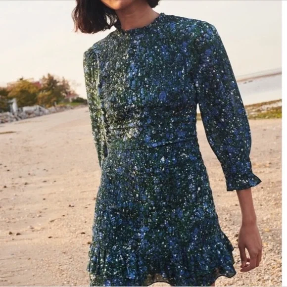 VERONICA BEARD Farha Smocked Dress Size M/8 - Picture 4 of 9